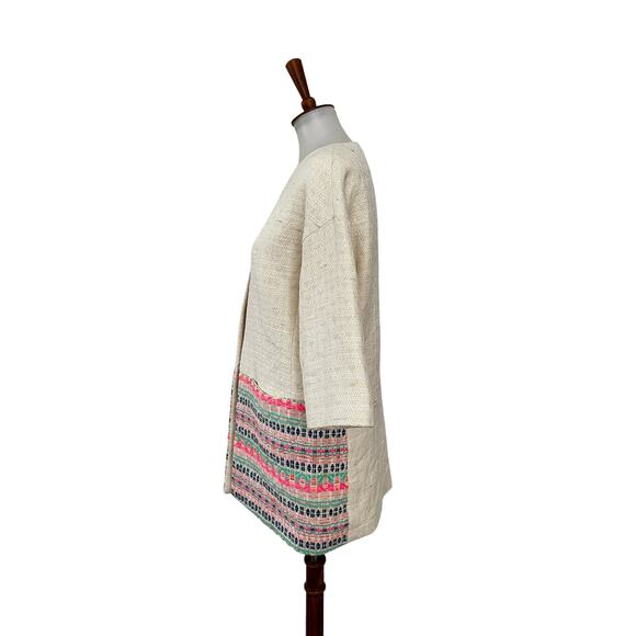 Vilagallo Anthropologie Longline Jacket Cream Textured Made in Spain EUR 38 - Picture 3 of 9